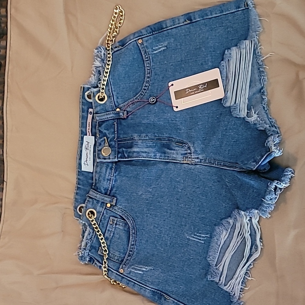 Side chains Denim Shorts